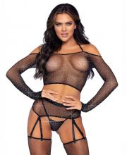 81618 Leg Avenue rhinestone fishnet crop top