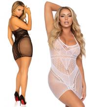 86962 Leg Avenue Multi net halter mini dress